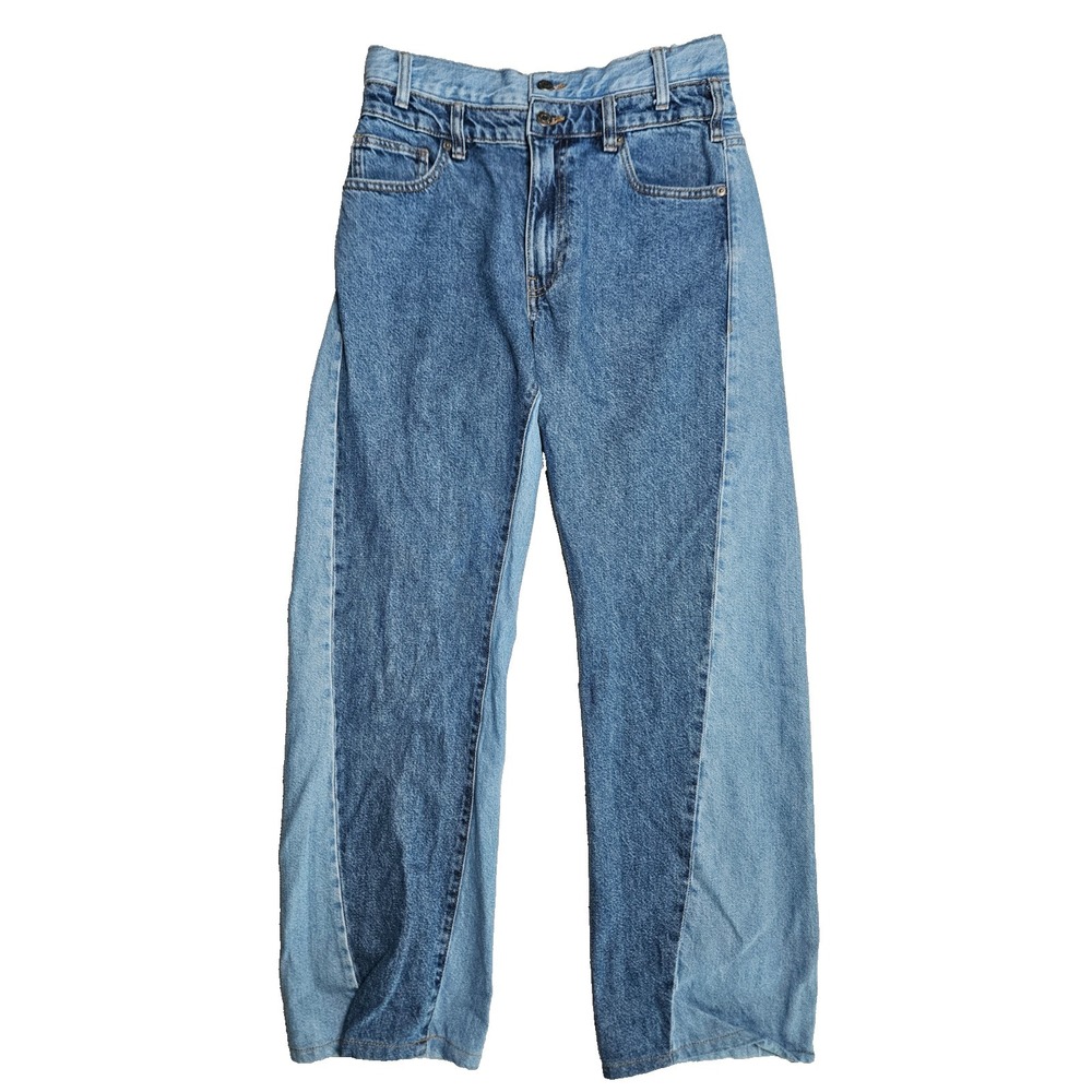 Zara Patchwork Jeans Womens Size 28 Blue Two Tone Panel Denim Y2K Retro‎